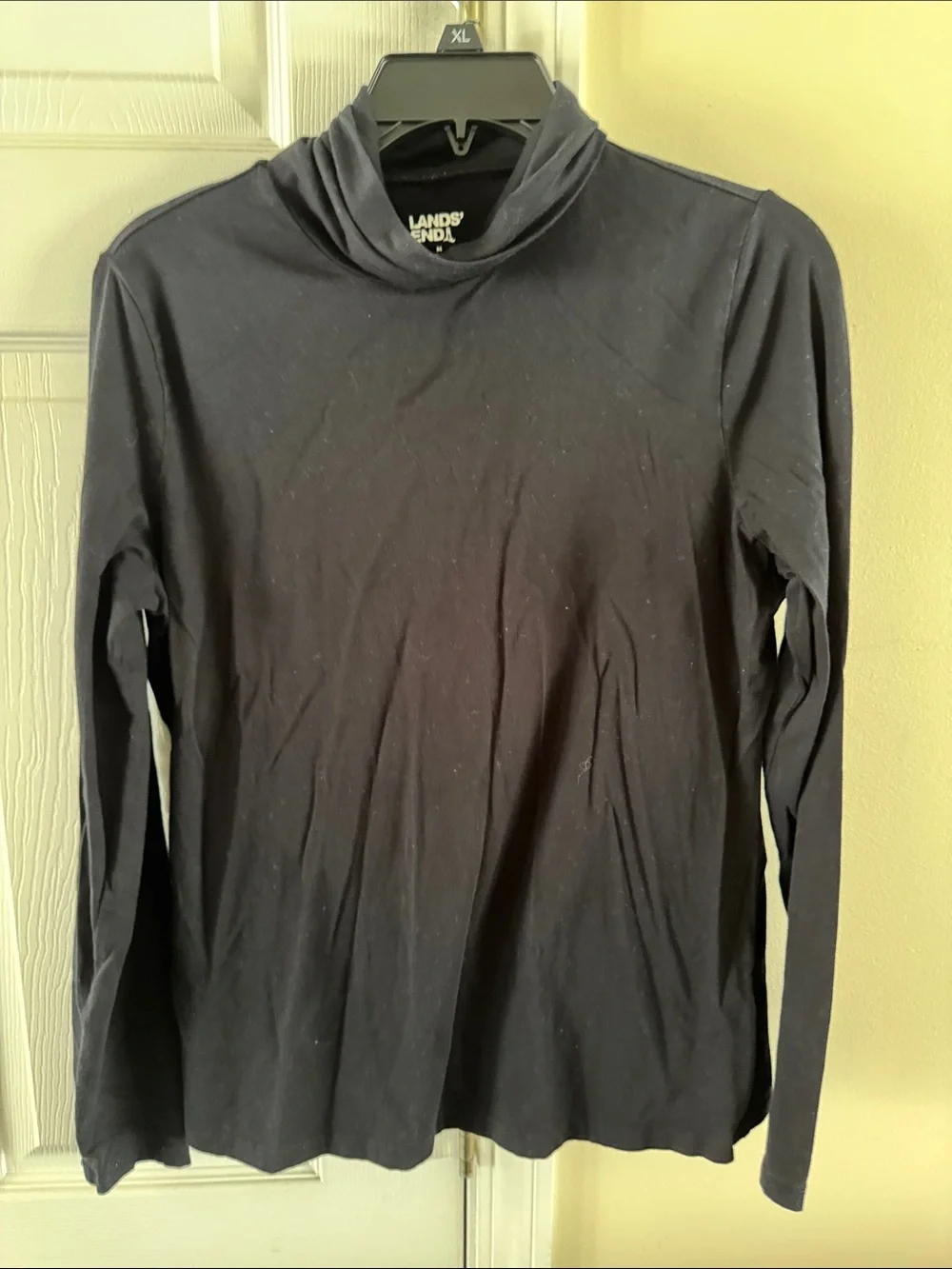 Lands' End Black Long-Sleeve Turtleneck Top - Slim Fit